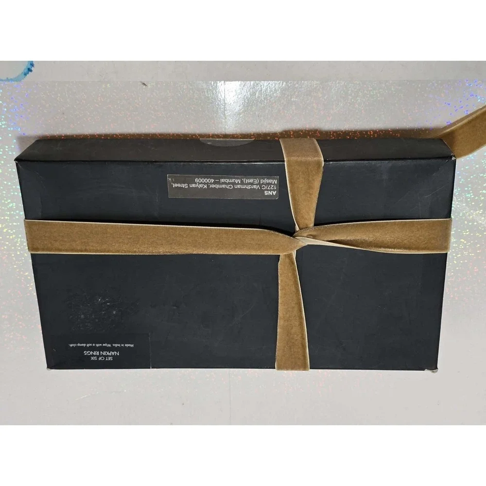 ✨🍽️ Tahari Home Gold Beaded Napkin Rings Set of 6 NEW in Box‎
